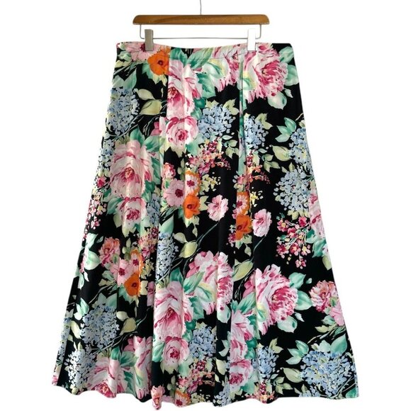 80s/90s Vintage Express International Black Moody Floral Maxi Skirt Size 14W/ 1X - Picture 2 of 5